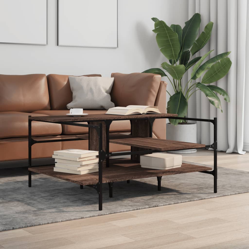 vidaXL Coffee Table Brown Oak 100x100x48,5 cm Engineered Wood