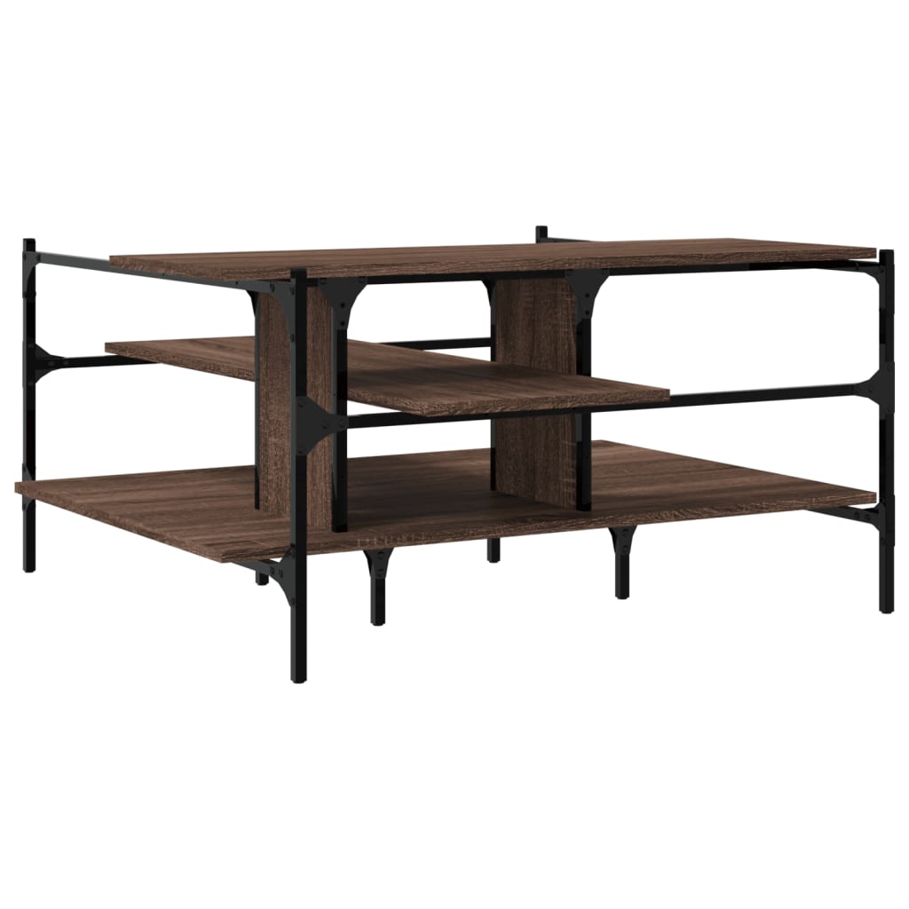 vidaXL Coffee Table Brown Oak 100x100x48.5 cm Engineered Wood