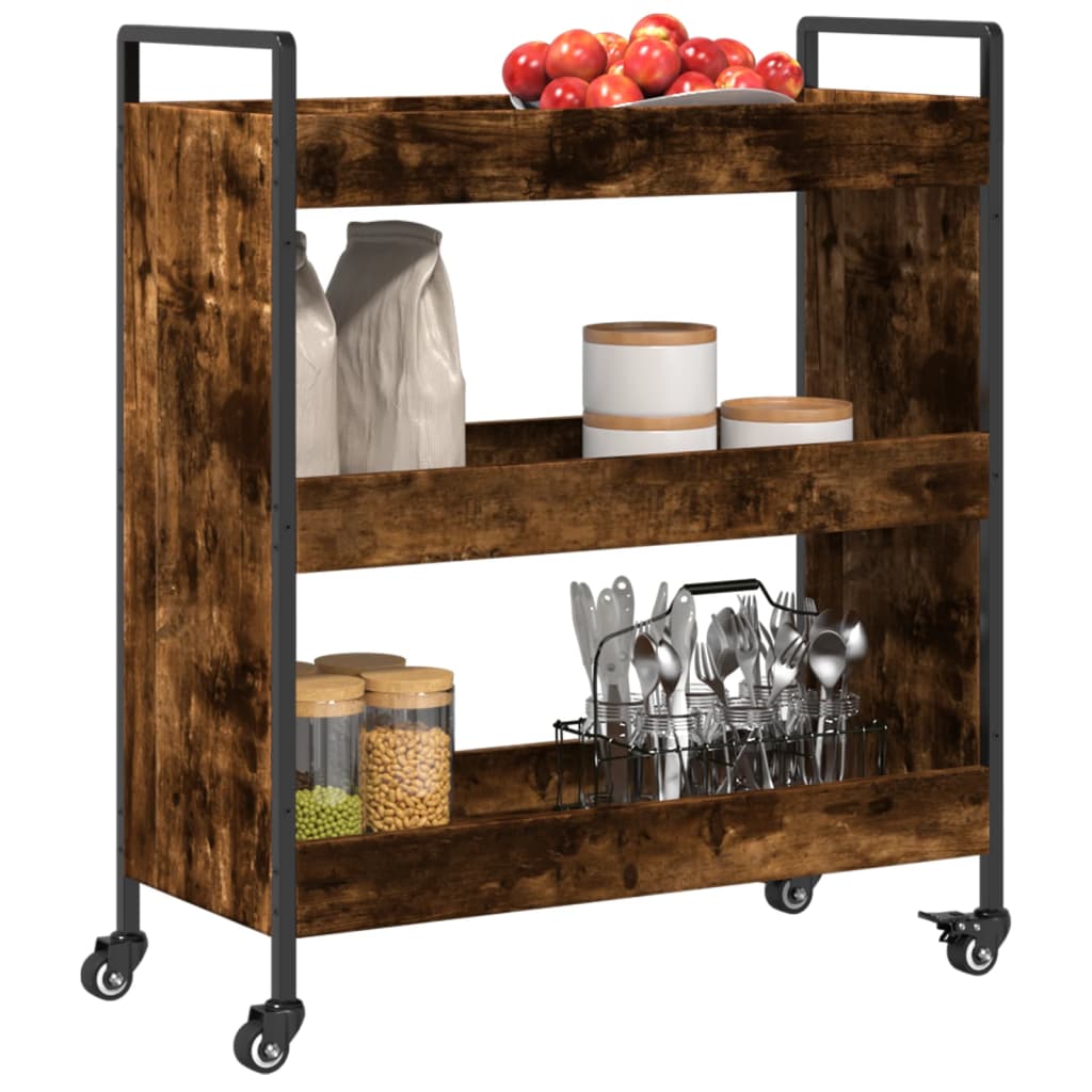 vidaXL Kitchen Trolley Smoked Oak 70x30x82 cm Engineered Wood