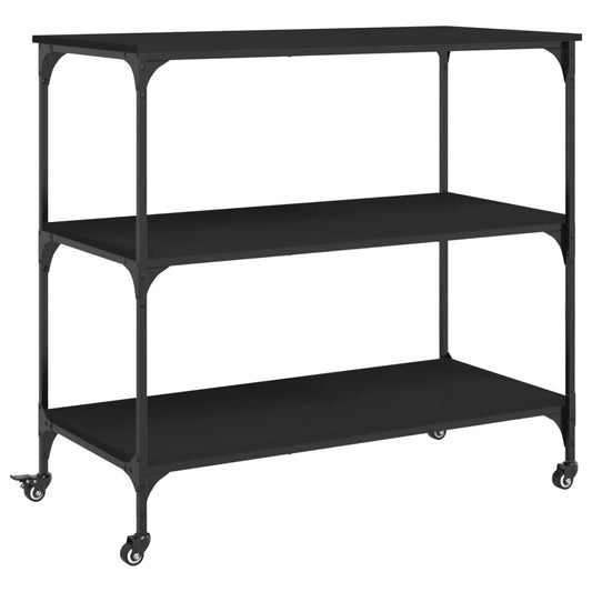 vidaXL Kitchen Trolley Black 102x50x95 cm Engineered Wood