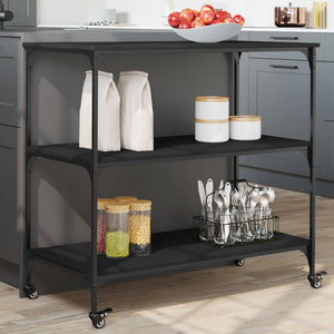 vidaXL Kitchen Trolley Black 102x50x95 cm Engineered Wood