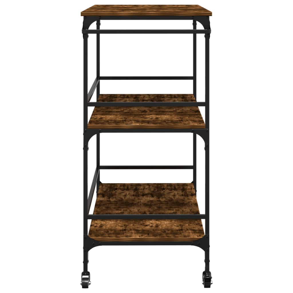 vidaXL Kitchen Trolley Smoked Oak 100,5x50x105 cm Engineered Wood