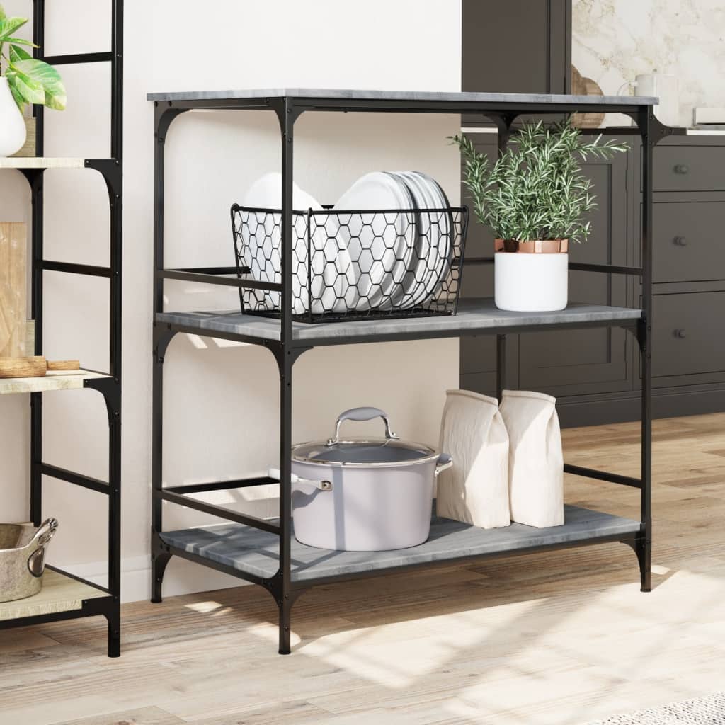 vidaXL Kitchen Trolley Grey Sonoma 100.5x50x105 cm Engineered Wood
