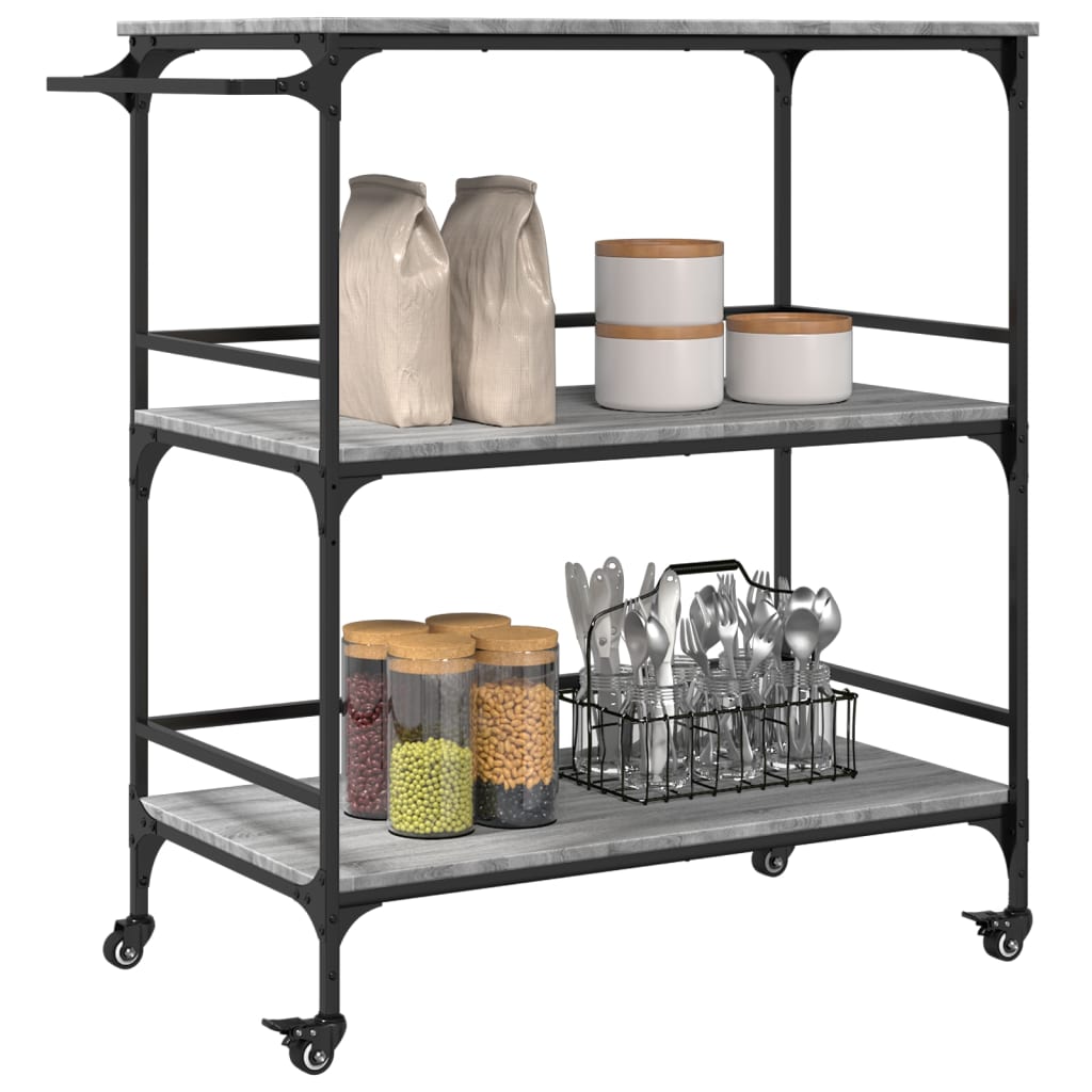 vidaXL Kitchen Trolley Grey Sonoma 100,5x50x105 cm Engineered Wood