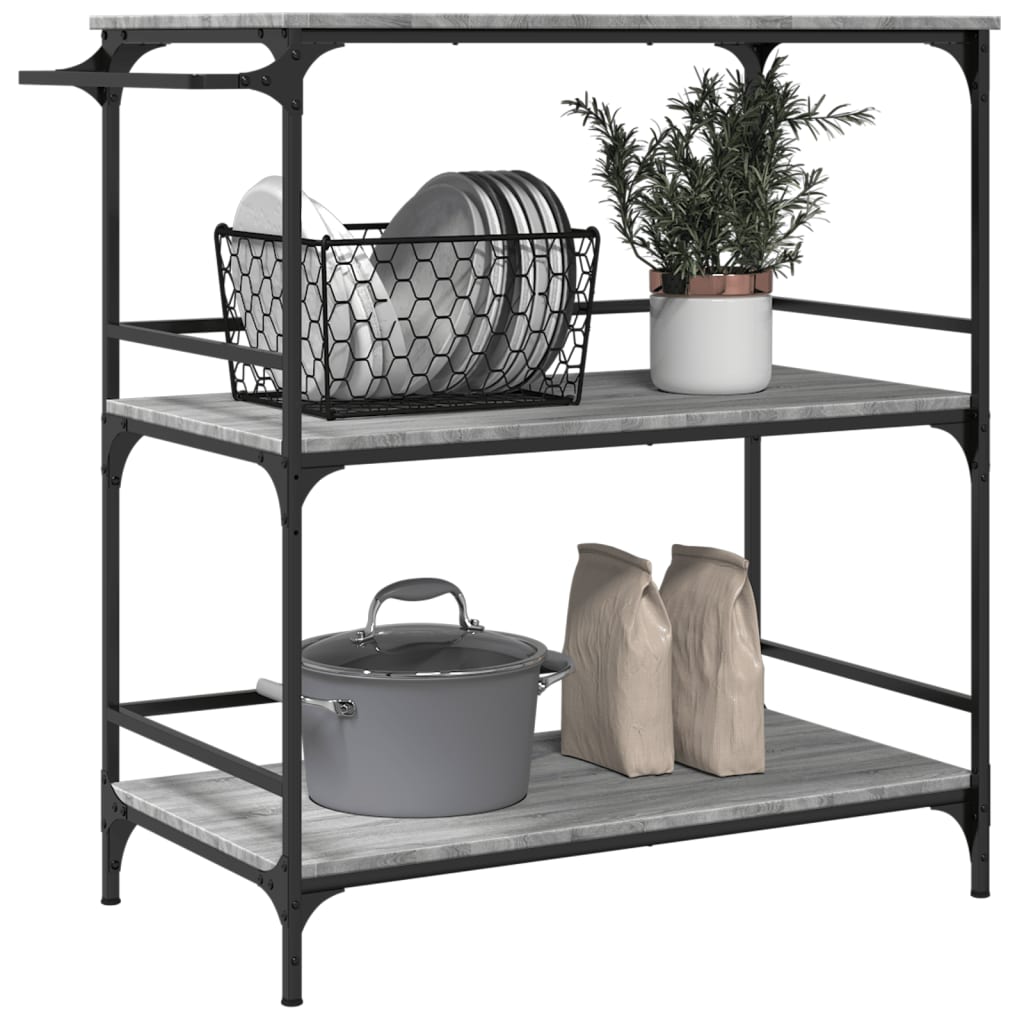 vidaXL Kitchen Trolley Grey Sonoma 100,5x50x105 cm Engineered Wood