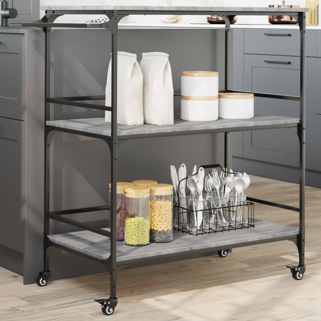 vidaXL Kitchen Trolley Grey Sonoma 100,5x50x105 cm Engineered Wood