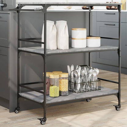 vidaXL Kitchen Trolley Grey Sonoma 100,5x50x105 cm Engineered Wood