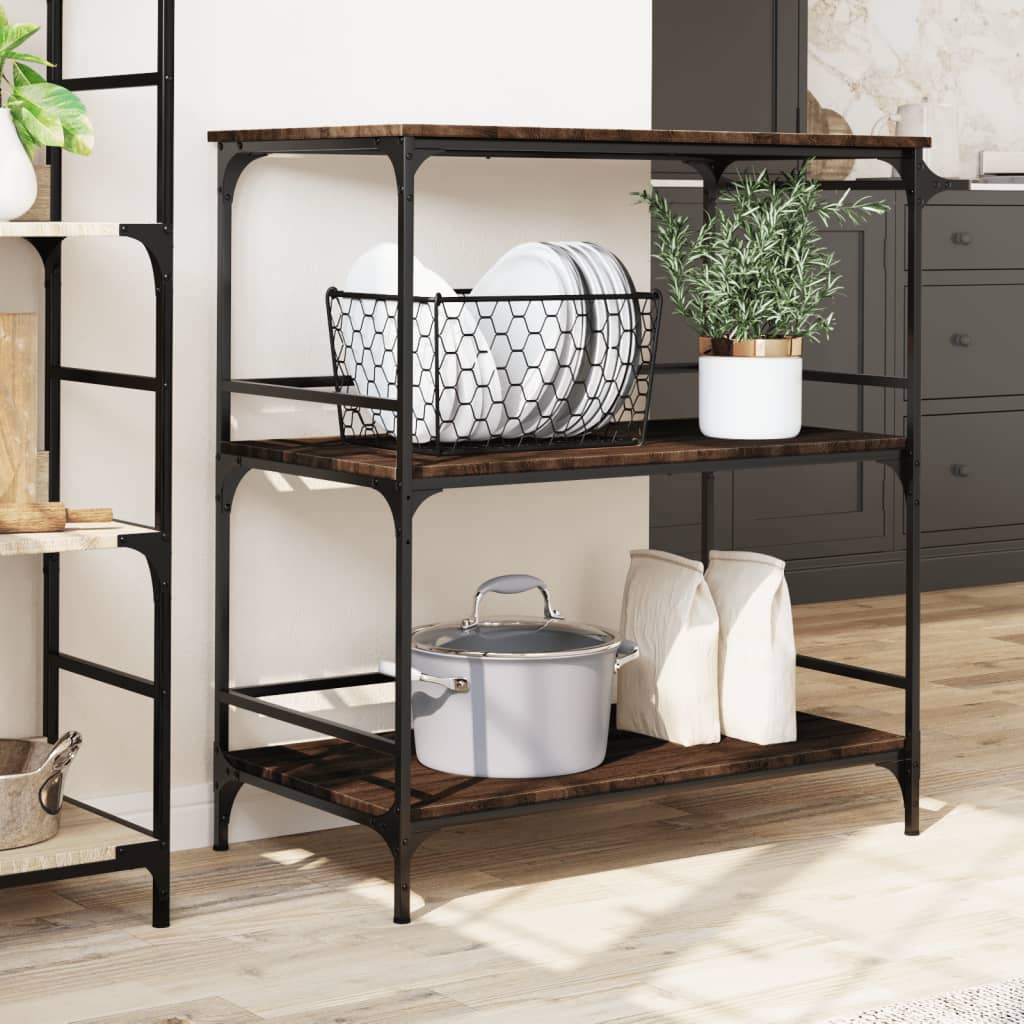 vidaXL Kitchen Trolley Brown Oak 100,5x50x105 cm Engineered Wood