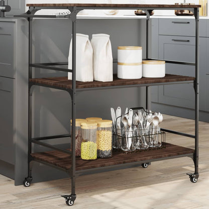vidaXL Kitchen Trolley Brown Oak 100,5x50x105 cm Engineered Wood
