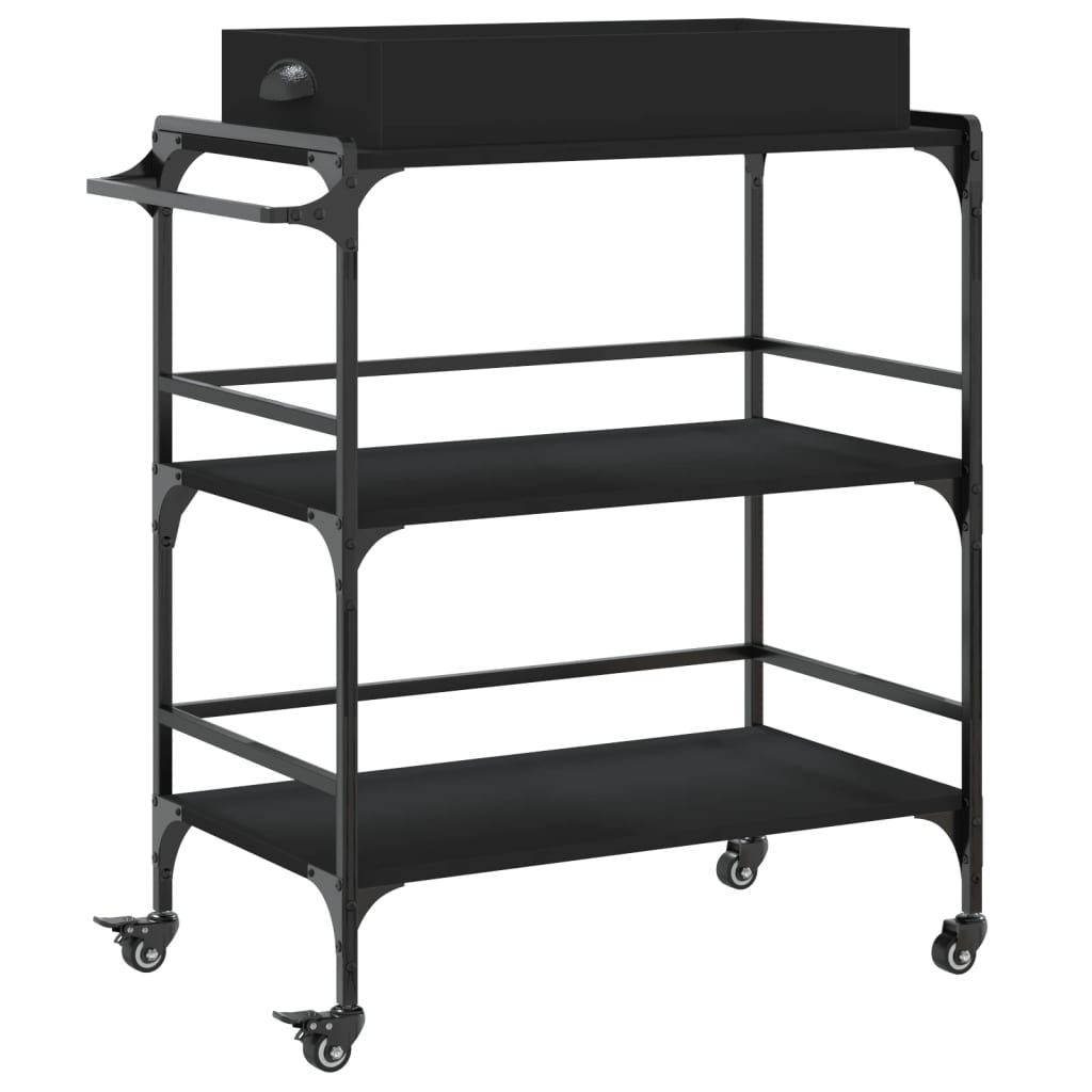vidaXL Kitchen Trolley Black 81,5x41x92,5 cm Engineered Wood