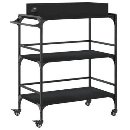 vidaXL Kitchen Trolley Black 81,5x41x92,5 cm Engineered Wood