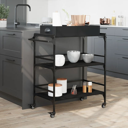 vidaXL Kitchen Trolley Black 81,5x41x92,5 cm Engineered Wood