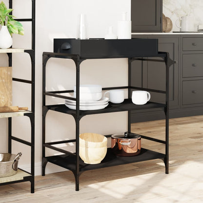 vidaXL Kitchen Trolley Black 81,5x41x92,5 cm Engineered Wood