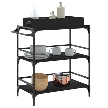 vidaXL Kitchen Trolley Black 81,5x41x92,5 cm Engineered Wood