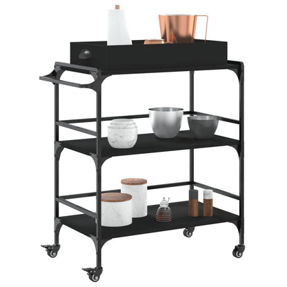 vidaXL Kitchen Trolley Black 81,5x41x92,5 cm Engineered Wood