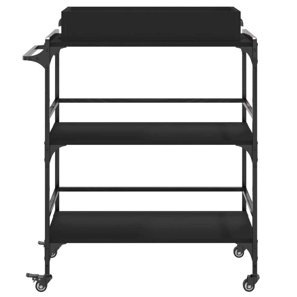 vidaXL Kitchen Trolley Black 81,5x41x92,5 cm Engineered Wood