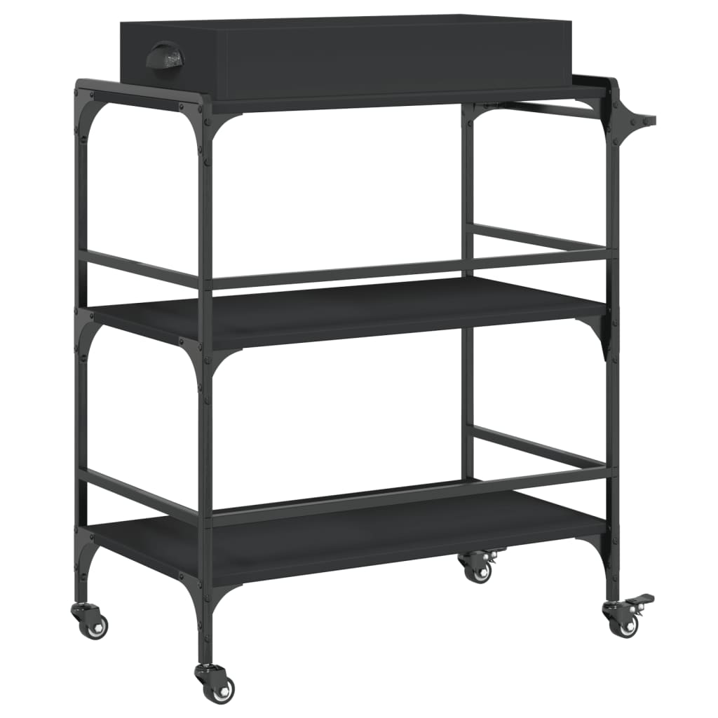 vidaXL Kitchen Trolley Black 81,5x41x92,5 cm Engineered Wood