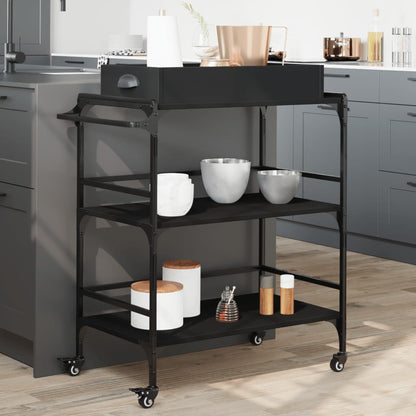 vidaXL Kitchen Trolley Black 81,5x41x92,5 cm Engineered Wood