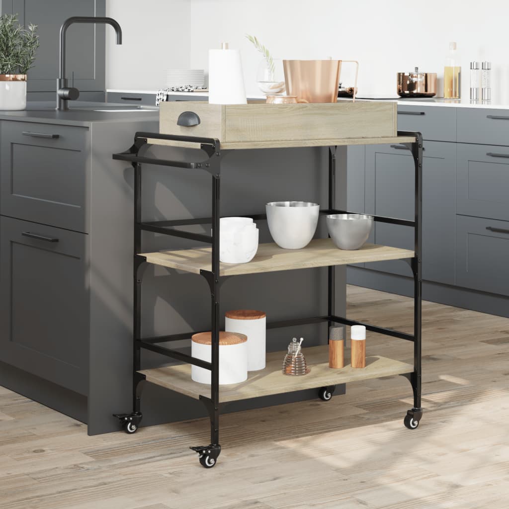 vidaXL Kitchen Trolley Sonoma Oak 81,5x41x92,5 cm Engineered Wood