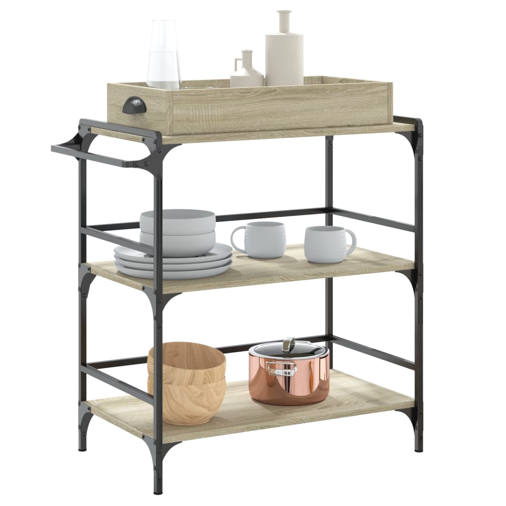 vidaXL Kitchen Trolley Sonoma Oak 81.5x41x92.5 cm Engineered Wood