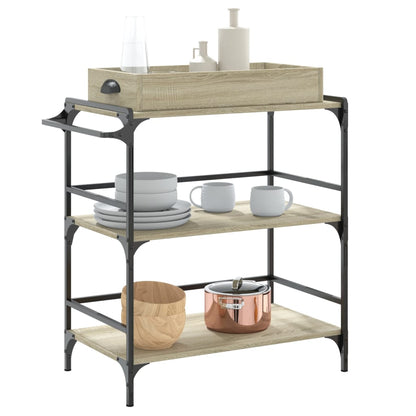 vidaXL Kitchen Trolley Sonoma Oak 81.5x41x92.5 cm Engineered Wood