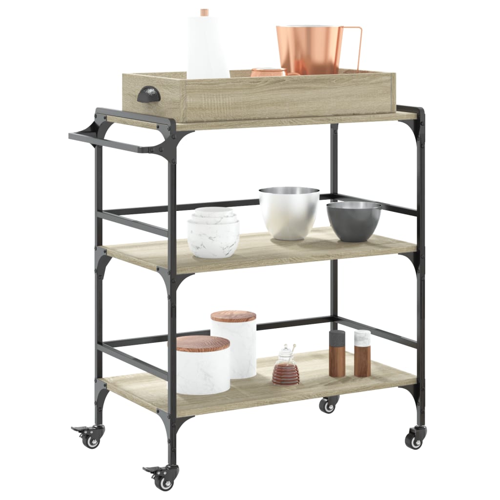 vidaXL Kitchen Trolley Sonoma Oak 81.5x41x92.5 cm Engineered Wood