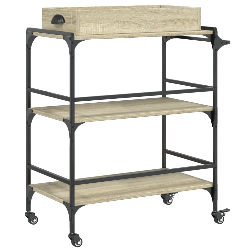 vidaXL Kitchen Trolley Sonoma Oak 81.5x41x92.5 cm Engineered Wood