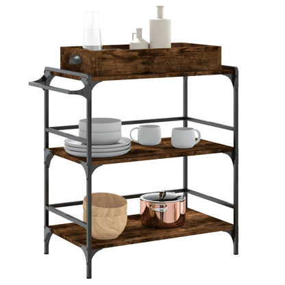 vidaXL Kitchen Trolley Smoked Oak 81,5x41x92,5 cm Engineered Wood