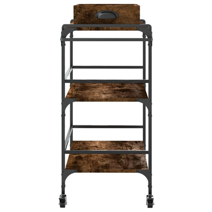 vidaXL Kitchen Trolley Smoked Oak 81,5x41x92,5 cm Engineered Wood