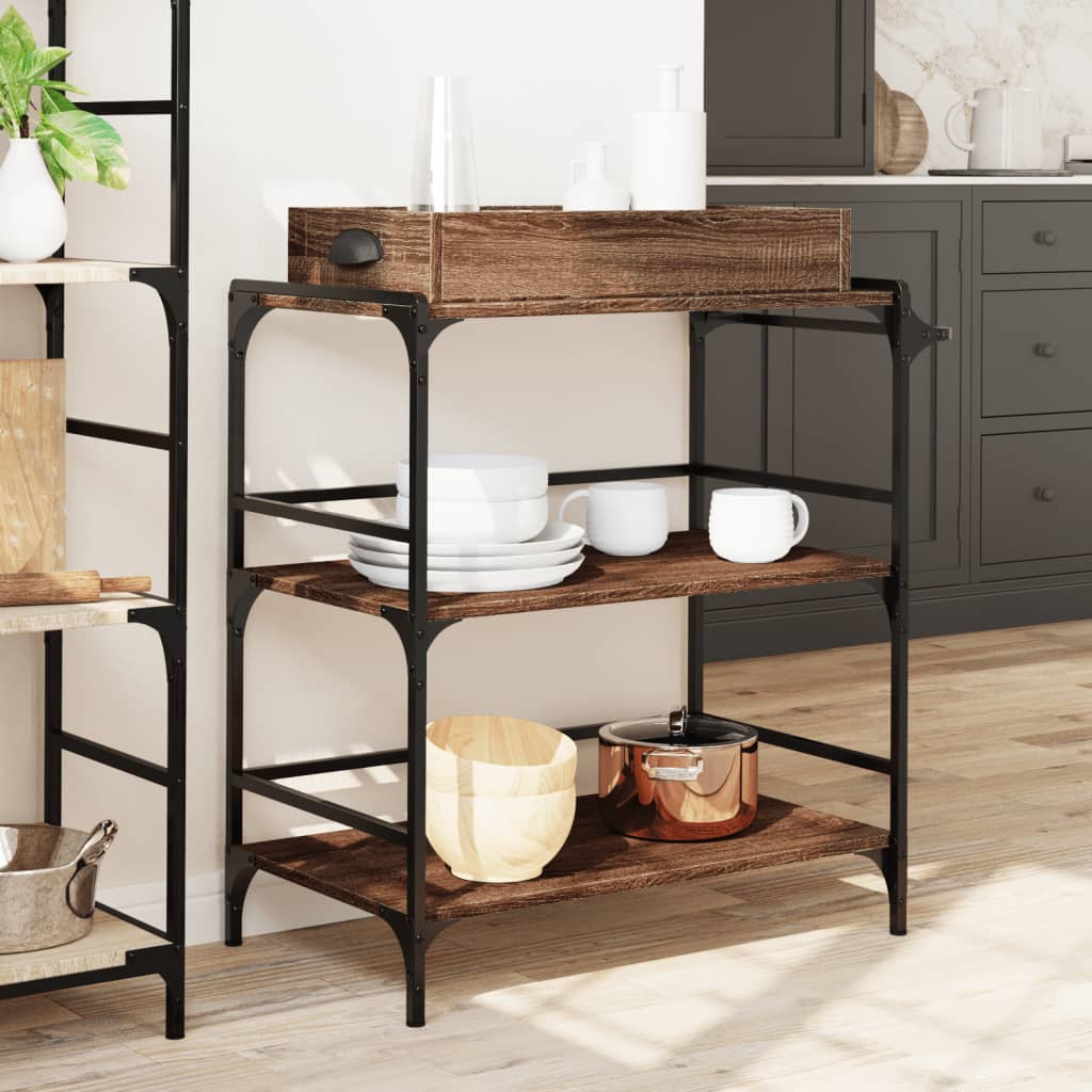 vidaXL Kitchen Trolley Brown Oak 81,5x41x92,5 cm Engineered Wood