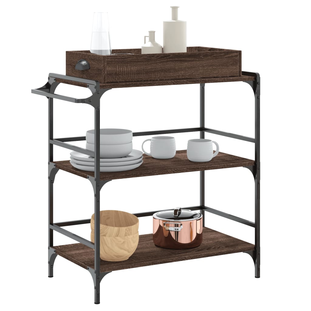 vidaXL Kitchen Trolley Brown Oak 81,5x41x92,5 cm Engineered Wood