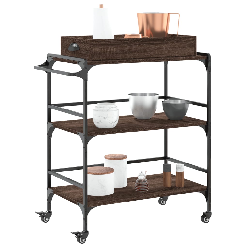 vidaXL Kitchen Trolley Brown Oak 81,5x41x92,5 cm Engineered Wood