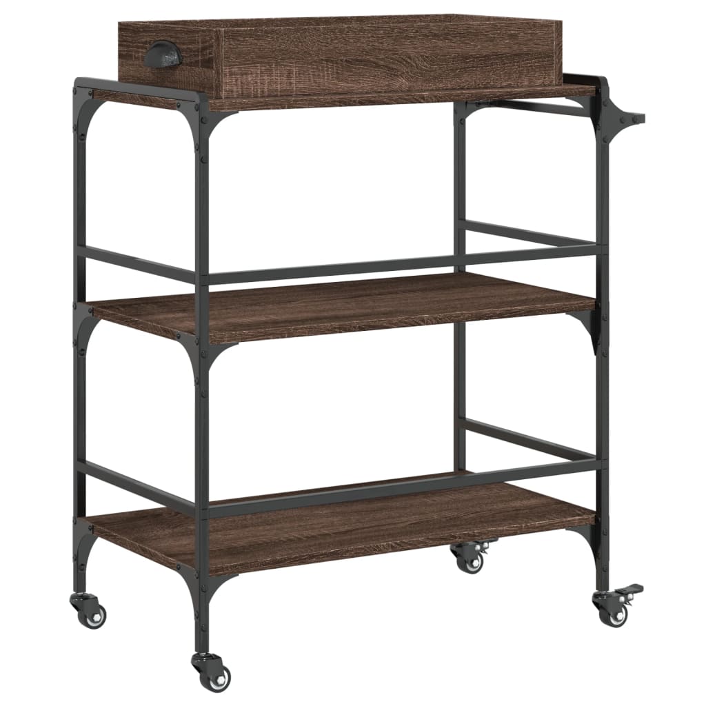 vidaXL Kitchen Trolley Brown Oak 81,5x41x92,5 cm Engineered Wood