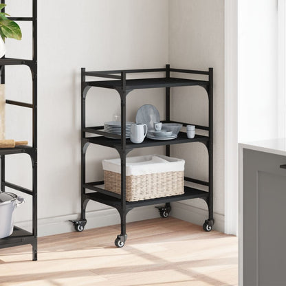 vidaXL Kitchen Trolley Black 50x35x75,5 cm Engineered Wood