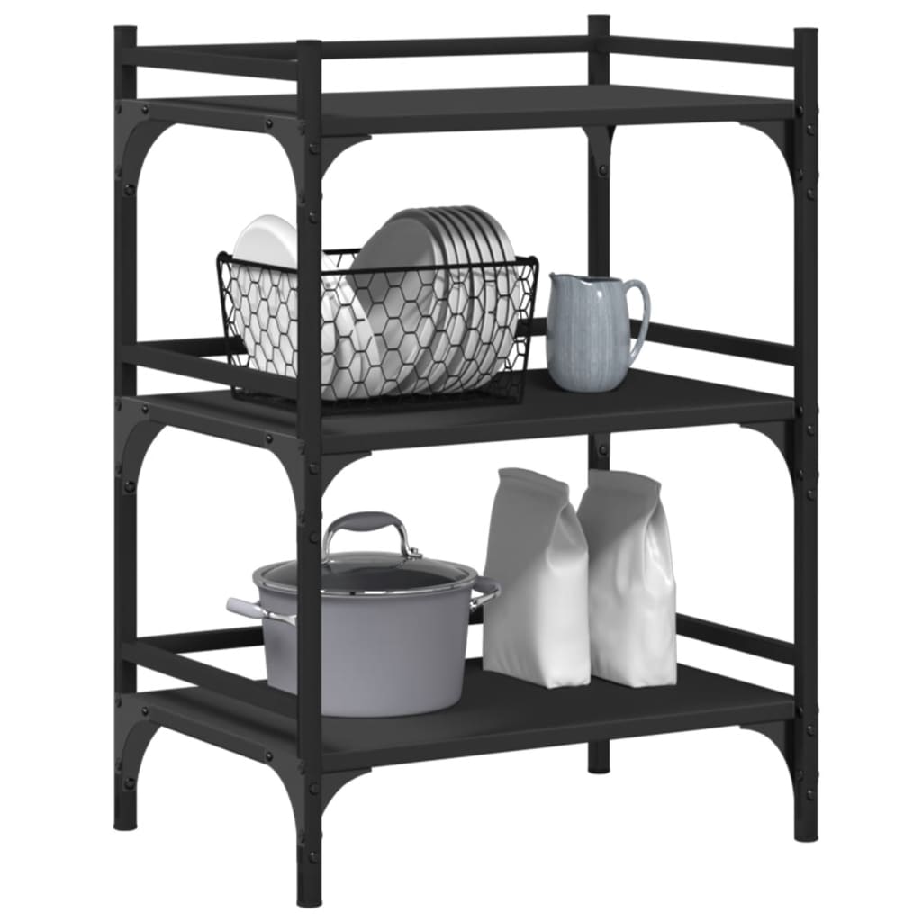 vidaXL Kitchen Trolley Black 50x35x75,5 cm Engineered Wood