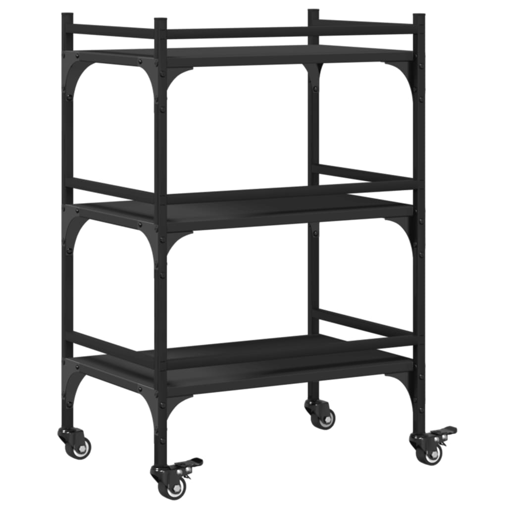 vidaXL Kitchen Trolley Black 50x35x75,5 cm Engineered Wood