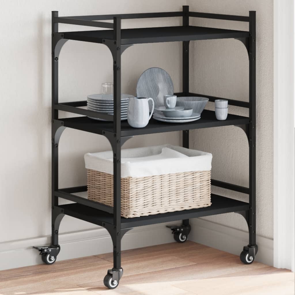vidaXL Kitchen Trolley Black 50x35x75,5 cm Engineered Wood