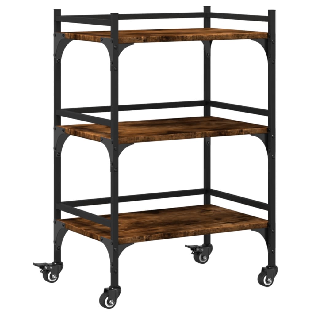 vidaXL Kitchen Trolley Smoked Oak 50x35x75,5 cm Engineered Wood