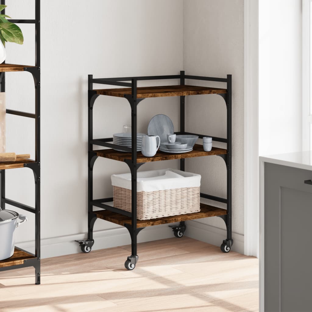 vidaXL Kitchen Trolley Smoked Oak 50x35x75,5 cm Engineered Wood