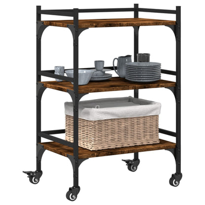 vidaXL Kitchen Trolley Smoked Oak 50x35x75,5 cm Engineered Wood