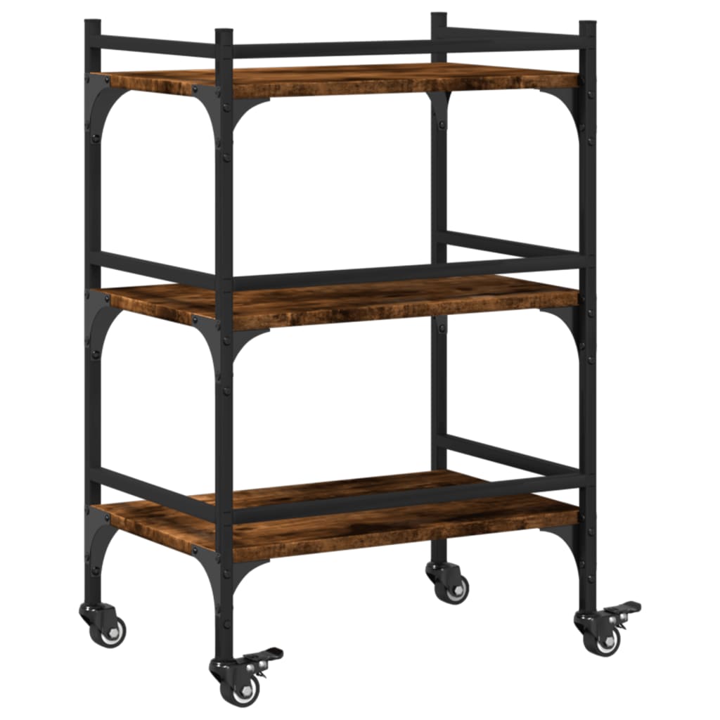 vidaXL Kitchen Trolley Smoked Oak 50x35x75,5 cm Engineered Wood