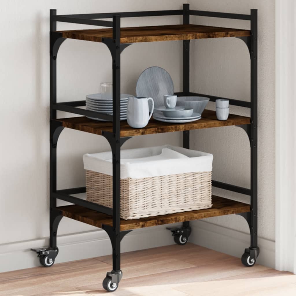 vidaXL Kitchen Trolley Smoked Oak 50x35x75,5 cm Engineered Wood