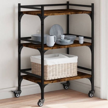 vidaXL Kitchen Trolley Smoked Oak 50x35x75,5 cm Engineered Wood