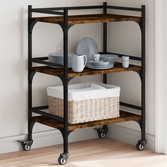 vidaXL Kitchen Trolley Smoked Oak 50x35x75,5 cm Engineered Wood