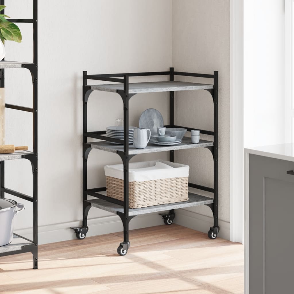 vidaXL Kitchen Trolley Grey Sonoma 50x35x75,5 cm Engineered Wood