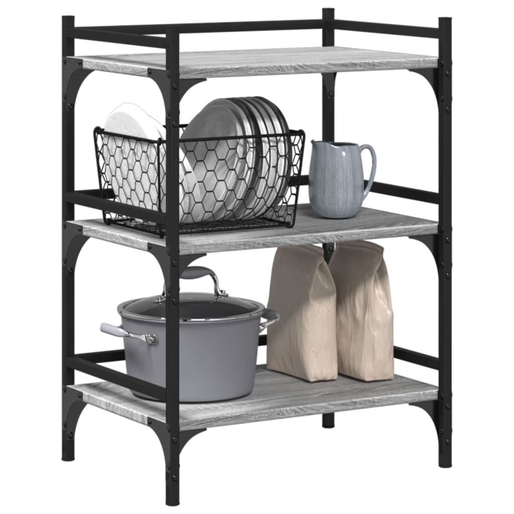 vidaXL Kitchen Trolley Grey Sonoma 50x35x75,5 cm Engineered Wood
