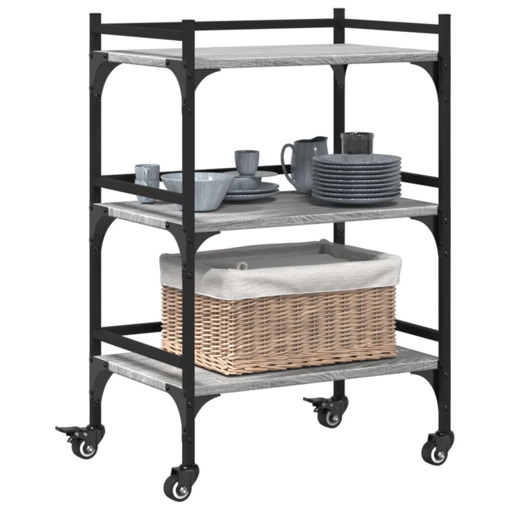 vidaXL Kitchen Trolley Grey Sonoma 50x35x75,5 cm Engineered Wood