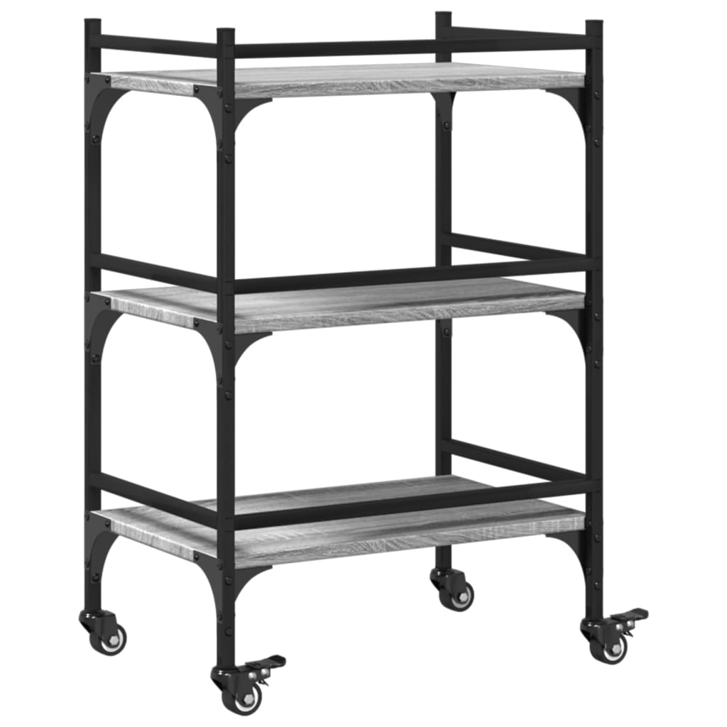 vidaXL Kitchen Trolley Grey Sonoma 50x35x75,5 cm Engineered Wood
