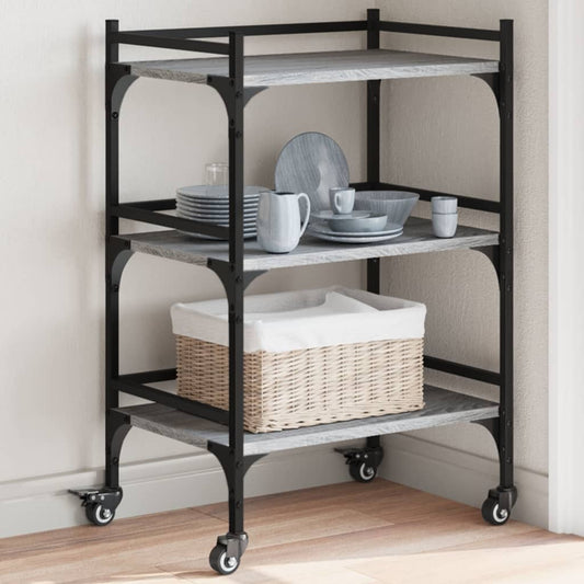 vidaXL Kitchen Trolley Grey Sonoma 50x35x75,5 cm Engineered Wood