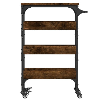 vidaXL Kitchen Trolley Smoked Oak 53x20x76 cm Engineered Wood